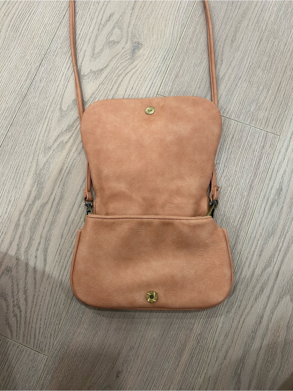 Anthropologie Suede-Look Crossbody in Dusty Peach